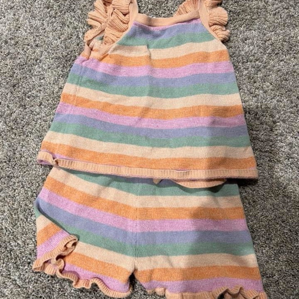 GAP Striped Ruffle Knit Set